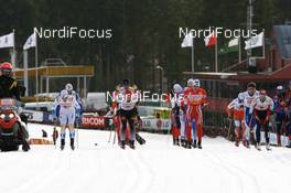 24.02.2008, Falun, Sweden (SWE): l-r: Mats Larsson (SWE), Axel Teichmann (GER), Jens Arne Svartedal (NOR), Martin Jaks (CZE)   - FIS world cup cross-country, relay men, Falun (SWE). www.nordicfocus.com. c Manzoni/NordicFocus. Every downloaded picture is fee-liable.
