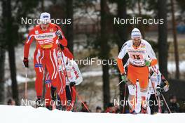 24.02.2008, Falun, Sweden (SWE): l-r: Jens Arne Svartedal (NOR), Fredrik Oestberg (SWE) - FIS world cup cross-country, relay men, Falun (SWE). www.nordicfocus.com. c Manzoni/NordicFocus. Every downloaded picture is fee-liable.
