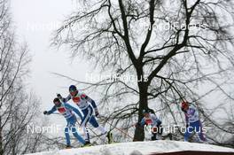 05.03.2008, Drammen, Norway (NOR): l-r: Odd-Bjoern Hjelmeset (NOR), Matias Strandvall (FIN) Nikolay Chebotko (KAZ), Ivan Alypov (RUS) - FIS world cup cross-country, individual sprint, Drammen (NOR). www.nordicfocus.com. c Manzoni/NordicFocus. Every downloaded picture is fee-liable.