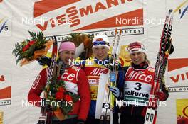 16.03.2008, Bormio, Italy (ITA): l-r:  Justyna Kowalczyk (POL), Charlotte Kalla (SWE),Claudia Kuenzel-Nystad (GER)  - FIS world cup cross-country, 10km women, Bormio (ITA). www.nordicfocus.com. c Felgenhauer/NordicFocus. Every downloaded picture is fee-liable.