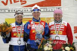 16.03.2008, Bormio, Italy (ITA): l-r: Valentina Shevchenko (UKR), Virpi Kuitunen (FIN), Justyna Kowalczyk (POL) , distance world cup - FIS world cup cross-country, 10km women, Bormio (ITA). www.nordicfocus.com. c Felgenhauer/NordicFocus. Every downloaded picture is fee-liable.