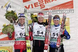 14.03.2008, Bormio, Italy (ITA): l-r: Astrid Jacobsen (NOR), Claudia Kuenzel-Nystad (GER), Riitta Liisa Roponen (FIN)  - FIS world cup cross-country, individual sprint, Bormio (ITA). www.nordicfocus.com. c Felgenhauer/NordicFocus. Every downloaded picture is fee-liable.