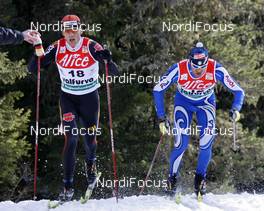 15.03.2008, Bormio, Italy (ITA): l-r: Jens Filbrich (GER), Valerio Checchi (ITA)   - FIS world cup cross-country, 20km mass men, Bormio (ITA). www.nordicfocus.com. c Felgenhauer/NordicFocus. Every downloaded picture is fee-liable.