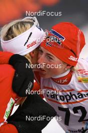 22.11.2008, Gaellivare, $weden (SWE): Kristin Stoermer Steira (NOR), Madshus, Rottefella, One Way, Swix and Therese Johaug (NOR), Fischer, Salomon, Swix - FIS world cup cross-country, 10km women, Gaellivare (SWE). www.nordicfocus.com. © Manzoni/NordicFocus. Every downloaded picture is fee-liable.