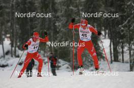 22.11.2008, Gaellivare, $weden (SWE): Laurence Rochat (SUI), Rossignol, Rottefella, Exel, adidas and Seraina Boner (SUI), Fischer, Rottefella, Alpina, Leki, adidas - FIS world cup cross-country, 10km women, Gaellivare (SWE). www.nordicfocus.com. © Manzoni/NordicFocus. Every downloaded picture is fee-liable.