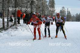 23.11.2008, Gaellivare, $weden (SWE): Martin Johnsrud Sundby (NOR), Fischer, Rottefella, Alpina, Swix, Roland Clara (ITA), Madshus, Rottefella, Swix, Jens Filbrich (GER), Rossignol, Rottefella, One Way, adidas - FIS world cup cross-country, relay men, Gaellivare (SWE). www.nordicfocus.com. © Manzoni/NordicFocus. Every downloaded picture is fee-liable.