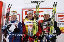 29.11.2008, Kuusamo, Finland (FIN): l-r: Lina Andersson (SWE), Madshus, Rottefella, Petra Majdic (SLO), Fischer, Rottefella, Alpina, One Way, Justyna Kowalczyk (POL), Fischer, Salomon, Swix  - FIS world cup cross-country, individual sprint, Kuusamo (FIN). www.nordicfocus.com. © Felgenhauer/NordicFocus. Every downloaded picture is fee-liable.