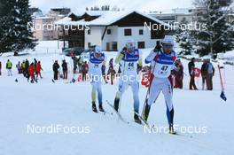 13.12.2008, Davos, Switzerland (SUI): l-r: Johan Olsson (SWE), Madshus, Salomon, One Way, Craft, Mats Larsson (SWE), Salomon, One Way, Craft, Jaak Mae (EST), Fischer, Rottefella, Swix - FIS world cup cross-country, 15km men, Davos (SUI). www.nordicfocus.com. © Manzoni/NordicFocus. Every downloaded picture is fee-liable.