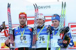 13.12.2008, Davos, Switzerland (SUI): l-r: Axel Teichmann (GER), Madshus, Rottefella, Swix, adidas, Toko, Johan Olsson (SWE), Madshus, Salomon, One Way, Craft, Sami Jauhojaervi (FIN), Fischer, Rottefella, Swix - FIS world cup cross-country, 15km men, Davos (SUI). www.nordicfocus.com. © Manzoni/NordicFocus. Every downloaded picture is fee-liable.