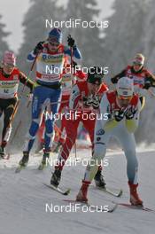 28.12.2008, Oberhof, Germany (GER): group, in front Anna Haag (SWE), Atomic, Rottefella, Alpina, Exel, Craft, behind Sara Renner (CAN), Fischer, Salomon, behind Pirjo Muranen (FIN), Fischer, Rottefella, Exel  - FIS world cup cross-country, tour de ski, 10km women handicap start, Oberhof (GER). www.nordicfocus.com. © Hemmersbach/NordicFocus. Every downloaded picture is fee-liable.