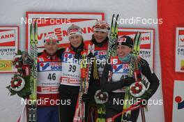 27.12.2008, Oberhof, Germany (GER): podium, l-r: Arianna Follis (ITA), Fischer, Salomon, Swix, Claudia Nystad (GER), Atomic, Leki, adidas, Toko, Petra Majdic (SLO), Fischer, Rottefella, Alpina, One Way, Justyna Kowalczyk (POL), Fischer, Salomon, Swix  - FIS world cup cross-country, tour de ski, prologue women, Oberhof (GER). www.nordicfocus.com. © Hemmersbach/NordicFocus. Every downloaded picture is fee-liable.