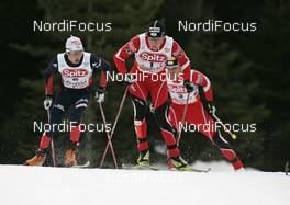 27.01.2008, Seefeld, Austria (AUT): l-r: Jason Lamy-Chappuis (FRA), Bernhard Gruber (AUT), Christoph Bieler (AUT) - FIS world cup nordic combined, sprint, Seefeld (AUT). www.nordicfocus.com. c Furtner/NordicFocus. Every downloaded picture is fee-liable.