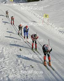 26.01.2008, Seefeld, Austria (AUT): pursuit group with Jason Lamy-Chappuis (FRA) - FIS world cup nordic combined, sprint, Seefeld (AUT). www.nordicfocus.com. c Furtner/NordicFocus. Every downloaded picture is fee-liable.