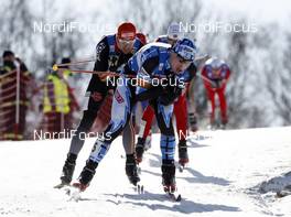 16.02.2008, Liberec, Czech Republic (CZE): l-r: Bjoern Kircheisen (GER), Hannu Manninen (FIN), in the downhill - FIS world cup nordic combined, mass start, Liberec (CZE). www.nordicfocus.com. c Felgenhauer/NordicFocus. Every downloaded picture is fee-liable.