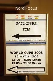 14.02.2008, Liberec, Czech Republic (CZE): signs at the Race Office - FIS world cup nordic combined, training, Liberec (CZE). www.nordicfocus.com. c Felgenhauer/NordicFocus. Every downloaded picture is fee-liable.
