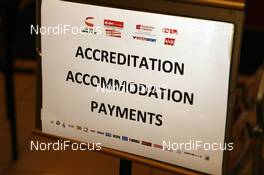 14.02.2008, Liberec, Czech Republic (CZE): sign at the accreditation office at Babylon Centre - FIS world cup nordic combined, training, Liberec (CZE). www.nordicfocus.com. c Felgenhauer/NordicFocus. Every downloaded picture is fee-liable.