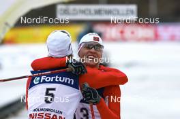 09.03.2008, Holmenkollen, Norway (NOR): Petter Tande (NOR) and Espen Rian (NOR) - FIS world cup nordic combined, sprint, Holmenkollen (NOR). www.nordicfocus.com. c Manzoni/NordicFocus. Every downloaded picture is fee-liable.