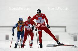 27.12.2008, Oberhof, Germany (GER): l-r:  Anssi Koivuranta (FIN), Fischer, Rottefella,Todd Lodwick (USA), Atomic, Magnus Moan (NOR), Madshus, Rottefella  - FIS world cup nordic combined, individual gundersen HS140/10km, Oberhof (GER). www.nordicfocus.com. © Felgenhauer/NordicFocus. Every downloaded picture is fee-liable.