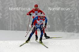 27.12.2008, Oberhof, Germany (GER): l-r: Tommy Schmid (SUI), Fischer, Salomon, adidas, Francois Braud (FRA), Fischer, Rottefella  - FIS world cup nordic combined, individual gundersen HS140/10km, Oberhof (GER). www.nordicfocus.com. © Felgenhauer/NordicFocus. Every downloaded picture is fee-liable.