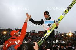 09.03.2008, Holmenkollen, Norway (NOR): l-r: Alex Pointner (AUT), headcoach austria and Gregor Schlierenzauer (AUT) - FIS world cup ski jumping, individual HS128, Holmenkollen (NOR). www.nordicfocus.com. c Manzoni/NordicFocus. Every downloaded picture is fee-liable.