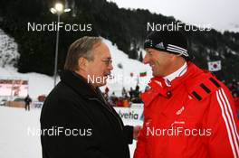 20.12.2008, Engelberg, Switzerland (SUI): Swiss sportsminister Bundesrat Samuel Schmid (SUI) and Gary Furrer (SUI), head of discipline - FIS world cup ski jumping, individual HS137, Engelberg (SUI). www.nordicfocus.com. © Manzoni/NordicFocus. Every downloaded picture is fee-liable.