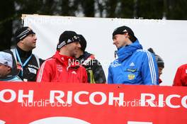 21.12.2008, Engelberg, Switzerland (SUI): Martin Kuenzle (SUI), headcoach Team Switzerland and Berni Schoedler (SUI), coach team Russia - FIS world cup ski jumping, individual HS137, Engelberg (SUI). www.nordicfocus.com. © Manzoni/NordicFocus. Every downloaded picture is fee-liable.