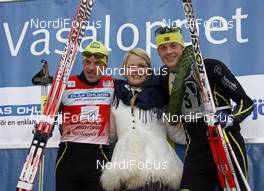 02.03.2008, Mora, Sweden (SWE): l-r:   Anders Aukland (NOR), Team Xtra, the kranskullar, Jorgen Aukland (NOR), Team Xtra  - Worldloppet Vasaloppet, Mora (SWE). www.nordicfocus.com. c Felgenhauer/NordicFocus. Every downloaded picture is fee-liable.