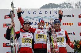 09.03.2008, Scuol, Switzerland (SUI): l-r: Dario Cologna (SUI), Tor Arne Hetland (NOR), Christophe Perrillat (FRA)  - Worldloppet Engadin, Scuol (SUI). www.nordicfocus.com. c Felgenhauer/NordicFocus. Every downloaded picture is fee-liable.