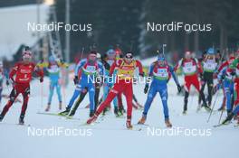 11.01.2009, Oberhof, Germany (GER): Ole Einar Bjoerndalen (NOR), Madshus, Rottefella, Odlo, Tomasz Sikora (POL), Fischer, Rottefella, Alpina, Swix , Carl-Johan Bergman (SWE), Rossignol, Rottefella, Leki, adidas - IBU world cup biathlon, mass men, Oberhof (GER). www.nordicfocus.com. © Manzoni/NordicFocus. Every downloaded picture is fee-liable.