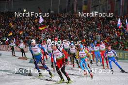 08.01.2009, Oberhof, Germany (GER): Daniel Mesotitsch (AUT), Fischer, Rottefella, Leki leads the field - IBU world cup biathlon, relay men, Oberhof (GER). www.nordicfocus.com. © Manzoni/NordicFocus. Every downloaded picture is fee-liable.