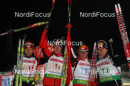 08.01.2009, Oberhof, Germany (GER): l-r: Daniel Mesotitsch (AUT), Fischer, Rottefella, Leki, Dominik Landertinger (AUT), Fischer, Rottefella, Leki, Christoph Sumann (AUT), Atomic, Leki , Friedrich Pinter (AUT), Atomic, Swix - IBU world cup biathlon, relay men, Oberhof (GER). www.nordicfocus.com. © Manzoni/NordicFocus. Every downloaded picture is fee-liable.