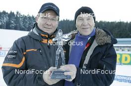 10.01.2009, Oberhof, Germany (GER): Helmut Hanus (GER), Klas Lestander (SWE) - Biathlon-Award Ceremony 2008, Oberhof (GER). www.nordicfocus.com. © Manzoni/NordicFocus. Every downloaded picture is fee-liable.