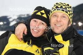 18.01.2009, Ruhpolding, Germany (GER): Tanja Winterhalder (GER) and Michael Grossegger (AUT) - IBU world cup biathlon, pursuit men, Ruhpolding (GER). www.nordicfocus.com. © Manzoni/NordicFocus. Every downloaded picture is fee-liable.