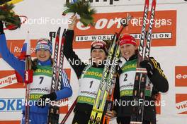 18.01.2009, Ruhpolding, Germany (GER): l-r: Ekaterina Iourieva (RUS), Madshus, Rottefella, Swix, adidas, Magdalena Neuner (GER), Fischer, Rottefella, Exel, adidas, Kati Wilhelm (GER), Madshus, Rottefella, Swix, adidas - IBU world cup biathlon, pursuit women, Ruhpolding (GER). www.nordicfocus.com. © Manzoni/NordicFocus. Every downloaded picture is fee-liable.