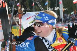 29.03.2009, Khanty-Mansiysk, Russia (RUS): Simone Hauswald (GER), Fischer, Rottefella, Exel, adidas, Toko and Helena Jonsson (SWE), Fischer, Rottefella, Leki, adidas - IBU world cup biathlon, mass women, Khanty-Mansiysk (RUS). www.nordicfocus.com. © Manzoni/NordicFocus. Every downloaded picture is fee-liable.