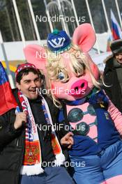 28.03.2009, Khanty-Mansiysk, Russia (RUS): Biathlon Feature: Fans with mascott - IBU world cup biathlon, pursuit men, Khanty-Mansiysk (RUS). www.nordicfocus.com. © Manzoni/NordicFocus. Every downloaded picture is fee-liable.