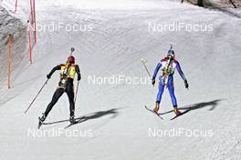 18.02.2009, Pyeong Chang, Korea (KOR): l-r: Kati Wilhelm (GER), Madshus, Rottefella, Swix, adidas, Anna Carin Olofsson (SWE), Madshus, Rottefella, Leki, adidas  - IBU world championships biathlon, individual women, Pyeong Chang (KOR). www.nordicfocus.com. © Felgenhauer/NordicFocus. Every downloaded picture is fee-liable.