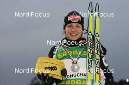 22.02.2009, Pyeong Chang, Korea (KOR): Magdalena Neuner (GER), Fischer, Rottefella, Exel, adidas - IBU world championships biathlon, medals, Pyeong Chang (KOR). www.nordicfocus.com. © Manzoni/NordicFocus. Every downloaded picture is fee-liable.