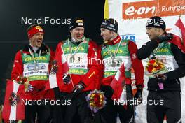 22.02.2009, Pyeong Chang, Korea (KOR): l-r:  Christoph Sumann (AUT), Atomic, Leki,Dominik Landertinger (AUT), Fischer, Rottefella, Simon Eder (AUT), Fischer, Rottefella, Daniel Mesotitsch (AUT), Fischer, Rottefella  - IBU world championships biathlon, relay men, Pyeong Chang (KOR). www.nordicfocus.com. © Felgenhauer/NordicFocus. Every downloaded picture is fee-liable.