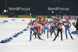 19.02.2009, Pyeong Chang, Korea (KOR): Svetlana Sleptsova (RUS), Madshus, Rottefella, Swix, adidas, Kaisa Maekaeraeinen (FIN), Atomic, Leki, Odlo, Andrea Henkel (GER), Atomic, Exel, adidas, Toko - IBU world championships biathlon, relay mixed, Pyeong Chang (KOR). www.nordicfocus.com. © Manzoni/NordicFocus. Every downloaded picture is fee-liable.