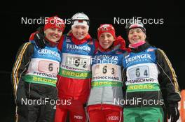 21.02.2009, Pyeong Chang, Korea (KOR): l-r, Olga Nazarova (BLR), Fischer, Rottefella, Darya Domracheva (BLR), Fischer, Rottefella, Swix, Nadezhda Skardino (BLR), Fischer, Rottefella Liudmila Kalinchik (BLR), Fischer, Rottefella - IBU world championships biathlon, relay women, Pyeong Chang (KOR). www.nordicfocus.com. © Manzoni/NordicFocus. Every downloaded picture is fee-liable.