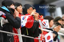 14.02.2009, Pyeong Chang, Korea (KOR): Korean fans - IBU world championships biathlon, sprint women, Pyeong Chang (KOR). www.nordicfocus.com. © Manzoni/NordicFocus. Every downloaded picture is fee-liable.