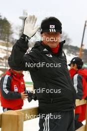 12.02.2009, Pyeong Chang, Korea (KOR): Yongsun Shin (KOR), head coach team Korea - IBU world championships biathlon, training, Pyeong Chang (KOR). www.nordicfocus.com. © Manzoni/NordicFocus. Every downloaded picture is fee-liable.