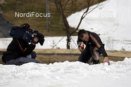 11.02.2009, Pyeong Chang, Korea (KOR): Sven Fischer testing the snow for TV - IBU world championships biathlon, training, Pyeong Chang (KOR). www.nordicfocus.com. © Felgenhauer/NordicFocus. Every downloaded picture is fee-liable.