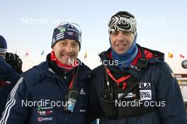 01.12.2009, Oestersund, Sweden (SWE): Still friends: Armin Auchentaller (ITA), mens coach team Italy and Francesco Berlendis (ITA), womens coach team Italy - IBU world cup biathlon, training, Oestersund (SWE). www.nordicfocus.com. © NordicFocus. Every downloaded picture is fee-liable.