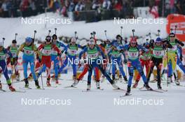 13.12.2009, Hochfilzen, Austria (AUT): Start of the women's relay - IBU world cup biathlon, relay women, Hochfilzen (AUT). www.nordicfocus.com. © Manzoni/NordicFocus. Every downloaded picture is fee-liable.