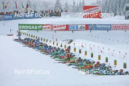 13.12.2009, Hochfilzen, Austria (AUT): Full crowded shooting range - IBU world cup biathlon, relay women, Hochfilzen (AUT). www.nordicfocus.com. © Manzoni/NordicFocus. Every downloaded picture is fee-liable.