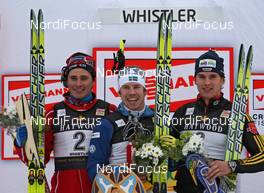 16.01.2009, Vancouver, Canada (CAN): podium, l-r Ola Vigen Hattestad (NOR), Fischer, Rottefella, Swix, Emil Joensson (SWE), Fischer, Salomon, Craft, Josef Wenzl (GER), Fischer  - FIS world cup cross-country, individual sprint, Vancouver (CAN). www.nordicfocus.com. © Hemmersbach/NordicFocus. Every downloaded picture is fee-liable.