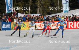 18.01.2009, Vancouver, Canada (CAN): final sprint, group, l-r Renato Pasini (ITA), Fischer, Salomon, One Way, Salice, Emil Joensson (SWE), Fischer, Salomon, Craft, Roddy Darragon (FRA), Rossignol, Rottefella, Odlo, Alex Harvey (CAN), Fischer, Salomon, Swix, Alexei Petukhov (RUS), Madshus, Adidas, Swix  - FIS world cup cross-country, team sprint men, Vancouver (CAN). www.nordicfocus.com. © Hemmersbach/NordicFocus. Every downloaded picture is fee-liable.
