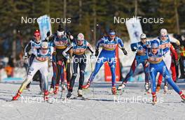 18.01.2009, Vancouver, Canada (CAN): group, l-r Lina Andersson (SWE), Madshus, Rottefella, Magda Genuin (ITA), Rossignol, Rottefella, One Way, Natalja Naryshkina (RUS), Fischer, Alpina, Swix, Adidas, Evgenia Shapovalova (RUS), Fischer, Alpina, Adidas - FIS world cup cross-country, team sprint women, Vancouver (CAN). www.nordicfocus.com. © Hemmersbach/NordicFocus. Every downloaded picture is fee-liable.